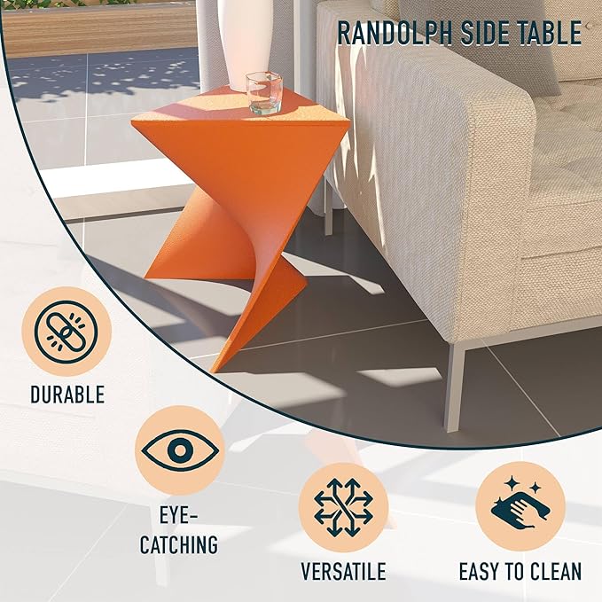 LeisureMod Randolph Modern Vanity Side Table, Orange - Photo 4