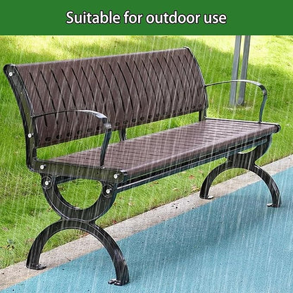 Outdoor Bench, Garden Bench, Metal Bench with Wide Armrests and Backrest, All-Weather Patio Bench for Garden, Porch, Backyard and Park, Easy Installation,Bench Chair(150cm/59in)