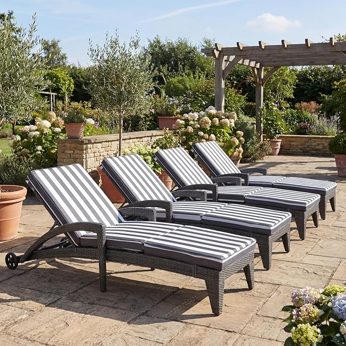 Patio Chaise Lounger Set of 4, Outdoor Lounger Patio Chairs, Heavy Duty Lounge Chairs Outdoor, Chaise Lounges for Resort - Photo 1
