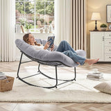 ONBRILL Papasan Rocking Chair with Cushion, Oversized Patio Lounge Rocker, Egg Chair Outdoor Indoor, for Living Room - Photo 5