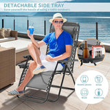 Zero Gravity Chair Set of 2, Folding Reclining zero gravity recliner lounge Chair 330lbs with Pillow and Cup Holder - Photo 6