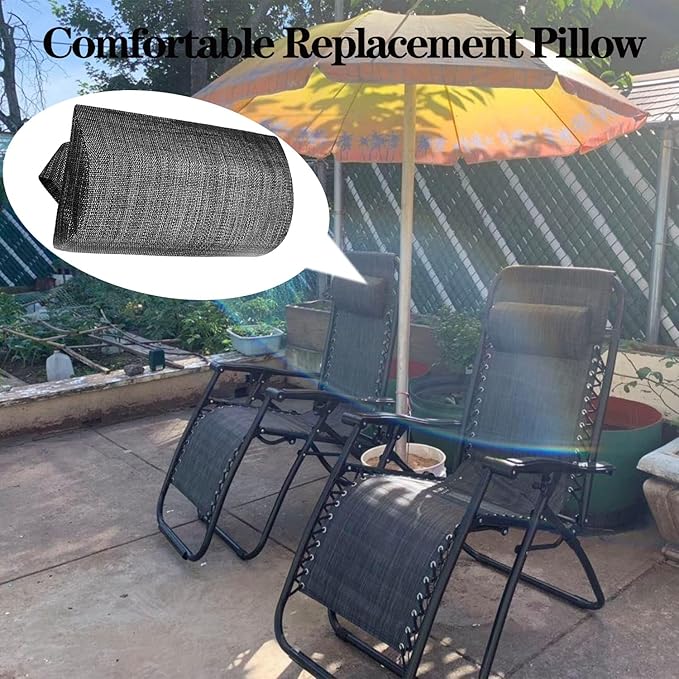 Zero Gravity Chair Set of 2 Replacement Pillow Headrest with Elastic Band, Universal Soft Removable Padded Cushion Head Pillow for Zero Gravity Lounge Chair, Folding Patio Lawn Recliner Chair, Grey