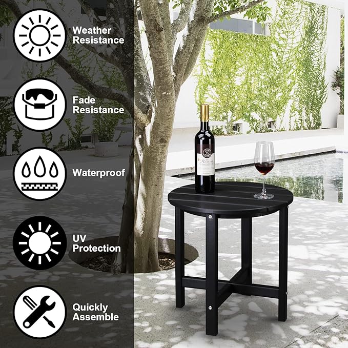 Patio Side Table, Pool Composite Patio Table, HDPE End Tables for Backyard, Pool, Indoor Companion - Photo 8