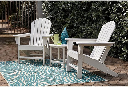 BOWERY HILL Modern Adirondack Chair, Virgin Polyethylene, White Finish, Slatted Shell Back Design, Weather-Resistant Outdoor Seating, 38 in H x 31 in W x 33 in D, Patio or Garden Chair for Relaxation