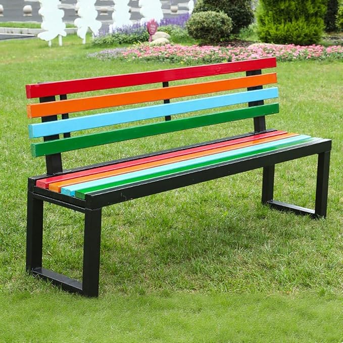 Aluminum Alloy Outdoor Metal Garden Bench with Backrest All-Weather Back Double Bench Strong Load-Bearing Capacity for Porch, Park and Lounge(Black with backrest,150*40*45cm/59.1*15.7*17.7in)