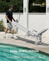 Lounge Chair Outdoor Set of 2, HDPE Chaise Lounge Outdoor, Pool Lounge Chair for Pool Poolside Deck Backyard Patio - Photo 3