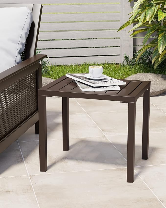 Crestlive Products Outdoor Side Table, Aluminum Rectangular Side/End Table - Photo 4