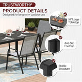 PIZZELLO Patio Dining Table for 6, 59" Rectangular Outdoor Patio Tables with Wood-Like HDPE Slat Top - Photo 6