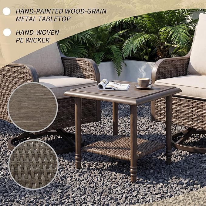 Loungewave Swivel PE Wicker Chairs, 3 Piece Patio Furniture Set - Photo 7
