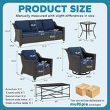 7 Pieces Outdoor Conversation Furniture Set - 77" Patio Sofa, 2 Armchairs, 2 Swivel Glider Chairs, 1 Side Table - Photo 2