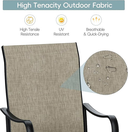 Patio Swivel Chairs Set of 4, Outdoor Dining Chairs with High Back, All-Weather Swivel Rocker Chair with Sturdy Metal Frame for Outdoor Poolside Lawn Garden, Brown