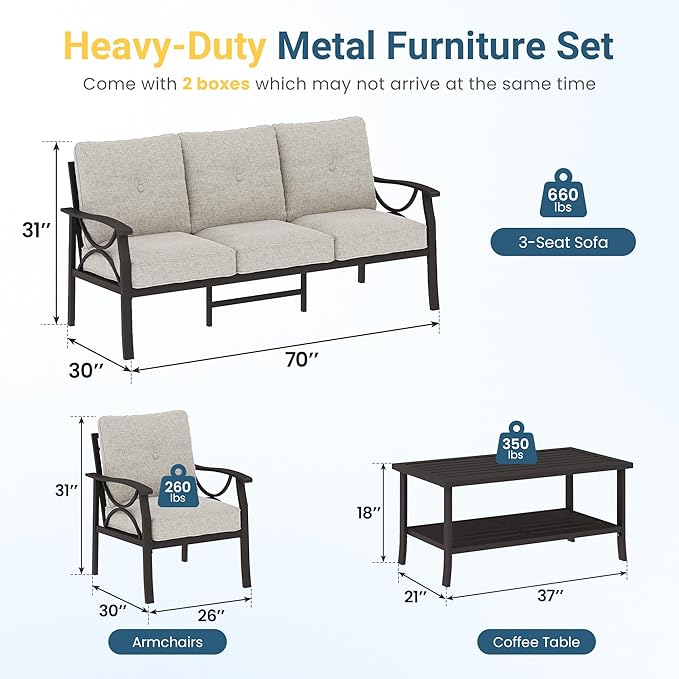 RoyalCraft Outdoor Patio Furniture Set, 5 Seats Outdoor Patio Set with 4" Thick Cushion - Photo 2