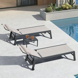 PURPLE LEAF Outdoor Lounge Chair Set of 3 Patio Chaise Pool Lounger Aluminum Frame with Side Table and Wheels for - Photo 3