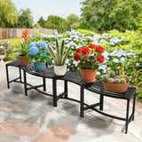 VINGLI Outdoor Metal Curved Bench, Weatherproof Fire Pit Bench Set of 4, Heavy Duty Steel Backless Benches - Photo 8