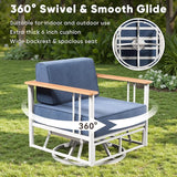 Patio Furniture Set of 7,with 6-inch Thick Cushion Outdoor Furniture Set,Patio Chair Set with Sofa,Wood Grain - Photo 3