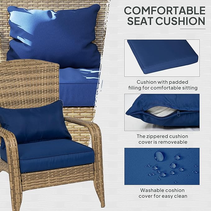 Outsunny Patio Wicker Adirondack Chair, Outdoor All-Weather Rattan Fire Pit Chair with Soft Cushions - Photo 6
