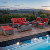 Rilyson Outdoor Patio Wicker Furniture Set - 6 Piece Rattan Patio Conversation Sectional Sofa Set with 1 Couch - Photo 2
