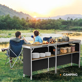 VINGLI 43" Portable Bar Table, 3-Tier Shelves, Carry Bag，Mobile Bar Table for Events, Party, Camping, Picnic, Tradeshow - Photo 7