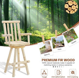 HOMEDIARY Outdoor Solid Wood Swivel Bar Stool, Oversized Patio Log Bar Height Chair with High Back - Photo 9