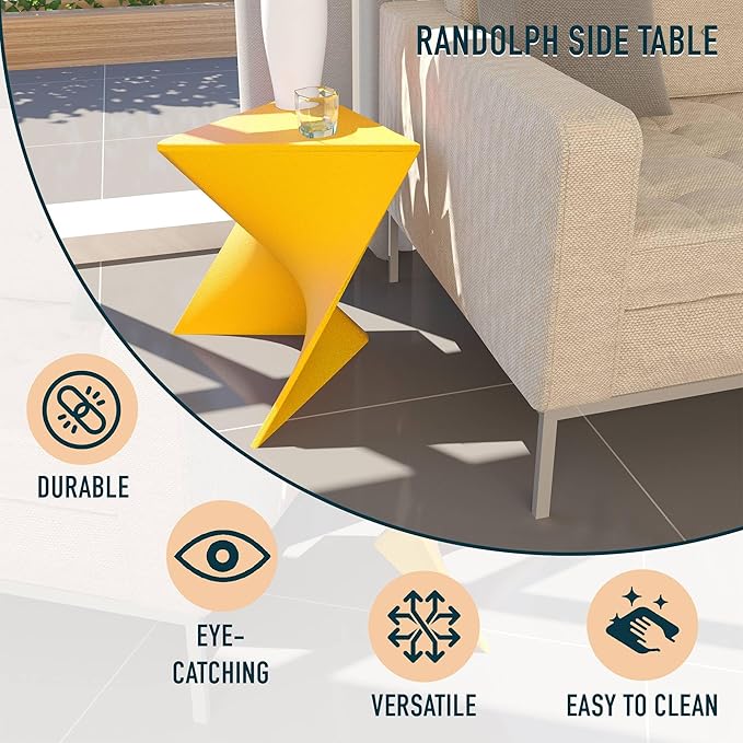 LeisureMod Modern Accent End Table - Stylish Yellow Side Vanity Table for Living Room & Bedroom - Photo 4
