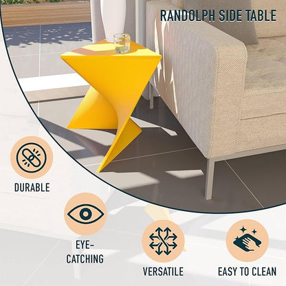 LeisureMod Modern Accent End Table - Stylish Yellow Side Vanity Table for Living Room & Bedroom