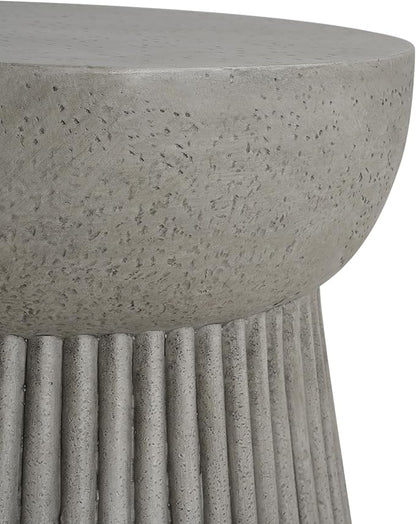 Outdoor Side Table Concrete End Table Faux Stone Side Tables Small Coffee Tables for Indoor Outdoor, Garden Stool Plant Stand for Porch, Backyard Patio, 15.75"X18" Dark Grey-Round