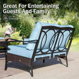 PHI VILLA Wicker & Metal Outdoor 2-Seat Patio Couch, Patio Sofa Loveseat with Deep Seating for Front Porch, Deck - Photo 3