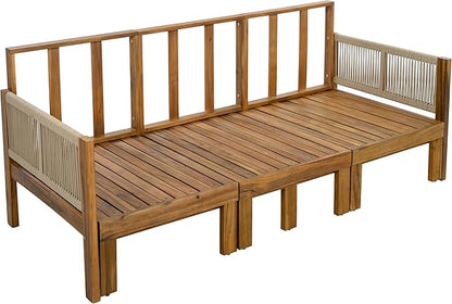 LUMISOL Outdoor Patio Day Bed Sofa, 3 Seat Convertible Sleeper Sofa for Poolside Backyard, Patio Furniture Lounge Couch with Cushion, Brown