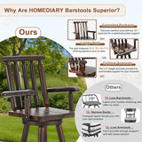 HOMEDIARY Solid Wood Swivel Adirondack Bar Chairs Set of 2 - Photo 4