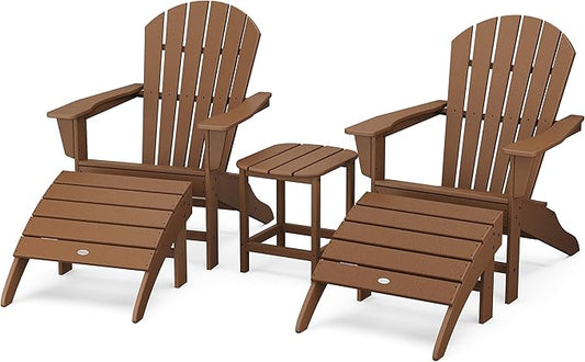 POLYWOOD South Beach 5-Piece Adirondack Chair Set with Side Table & Ottomans