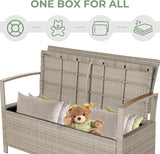 Grand patio Outdoor Storage Bench Deck Box with Olefin Cushion, Wicker Deck Box with Water Resistant Bag - Photo 6