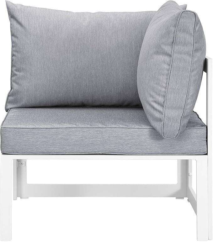 Modway Fortuna Aluminum Outdoor Patio Corner Chair in White Gray