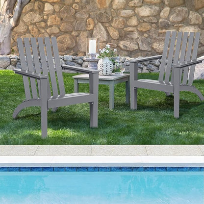 Giantex Adirondack Chair Acacia Wood Outdoor Chairs, 350 lbs Weight Capacity, Weather Resistant Campfire Chairs for Lawn Seating, Garden, Poolside, Balcony, Patio Adirondack Lounger, Gray