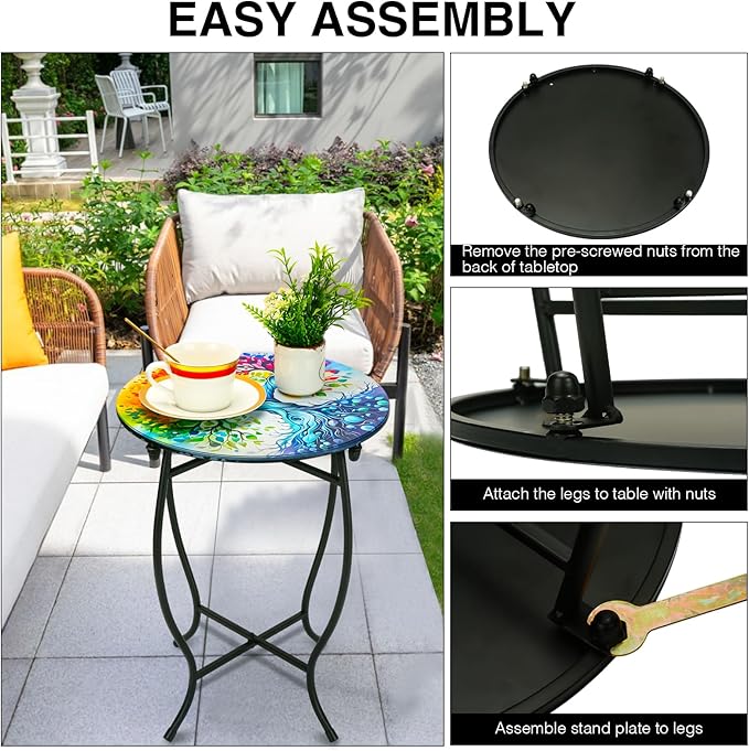 Fashion&cool Outdoor Side Tables, 14" Round Patio Side Table - Photo 8
