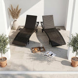 Outdoor Wicker Patio Chaise Lounge Chair with Wheels Set of 4 - Photo 9