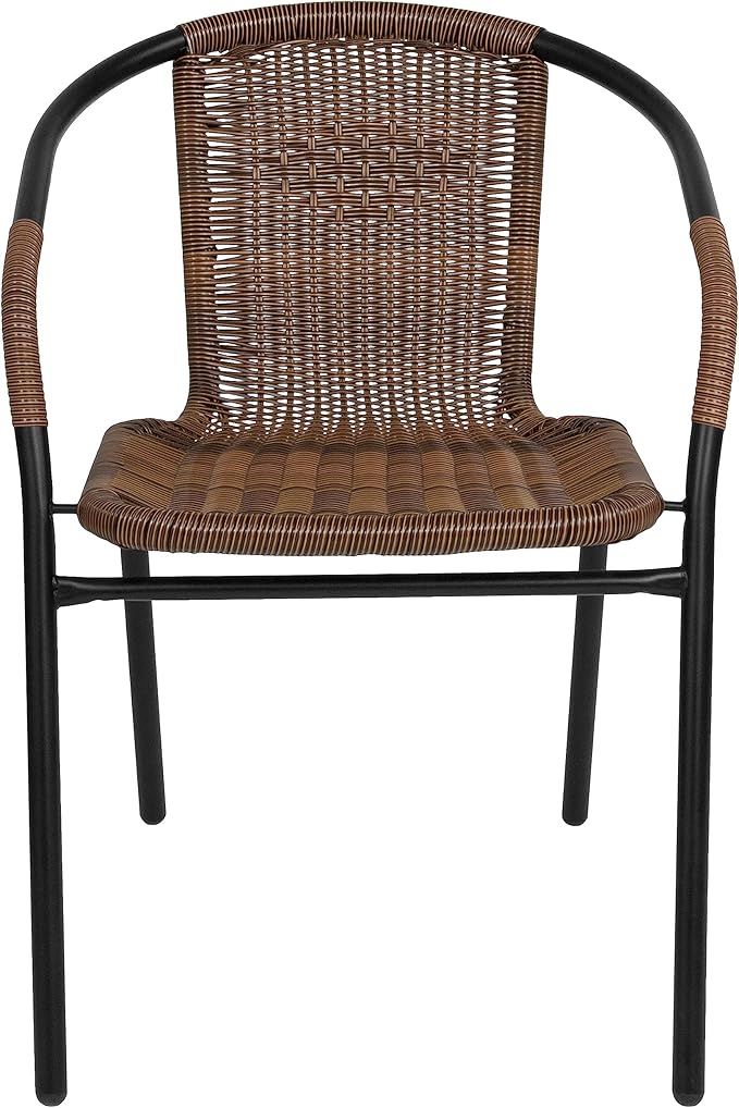 EMMA + OLIVER Set of 2 Modern Rattan Indoor/Outdoor Stack Chairs - Photo 6