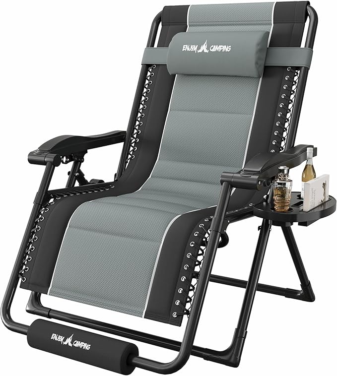 Amopatio Zero Gravity Reclining Patio Chair, XXL Foldable Lounge Chair with Removable Cup Holder/Headrest/Footrest - Photo 1
