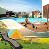 Outdoor Folding Lounge Chair Padded for Adults 264Ibs Patio Chaise Lounge Chair for Outside Adjustable 5-Position - Photo 7
