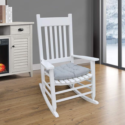 HomVent Wood Rocking Chair, 280 Lbs Heavy Duty Rocking Rocker Chair, Backyard and Patio Porch Rocker with Wide Seat and Armrest for Outdoor& Indoor Use， Cushion not Include (White 1)