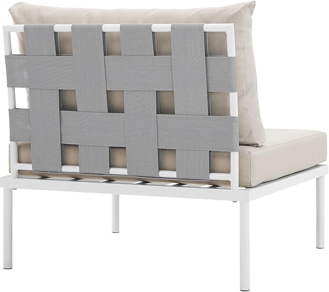Modway EEI-2600-WHI-BEI Harmony Outdoor Patio Aluminum, Armless Chair, White Beige