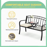 AVAWING Outdoor Metal Garden Bench, 2-Seat Patio Porch Bench with Steel Frame - Photo 4