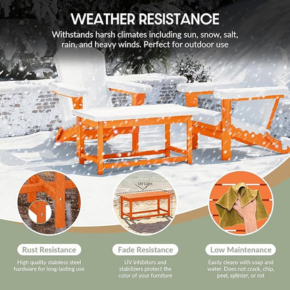 WestinTrends Malibu Outdoor Coffee Table, 35" x 17.5" All Weather Poly Lumber Patio Adirondack Coffee Table for Garden Lawn Porch Balcony, Orange