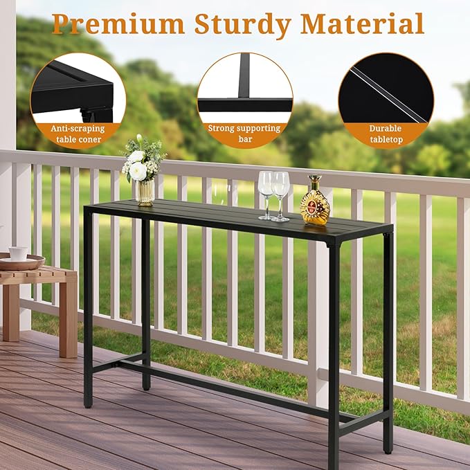Vasitelan Outdoor Bar Table, Patio Console Pub Height Table, Weather Resistant Waterproof Top for Hot Tub, Balcony - Photo 5