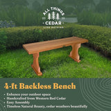 All Things Cedar BB45 Cedar Backless Bench | 4ft Wood Bench Indoor & Outdoor | Handcrafted with Western Red Cedar - Photo 4