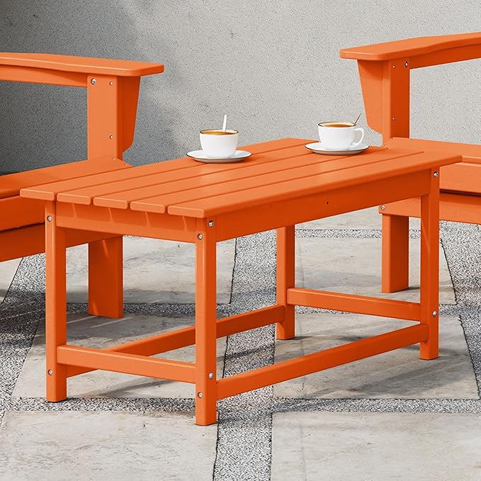 WestinTrends Malibu Outdoor Coffee Table, 35" x 17.5" All Weather Poly Lumber Patio Adirondack Coffee Table for Garden Lawn Porch Balcony, Orange