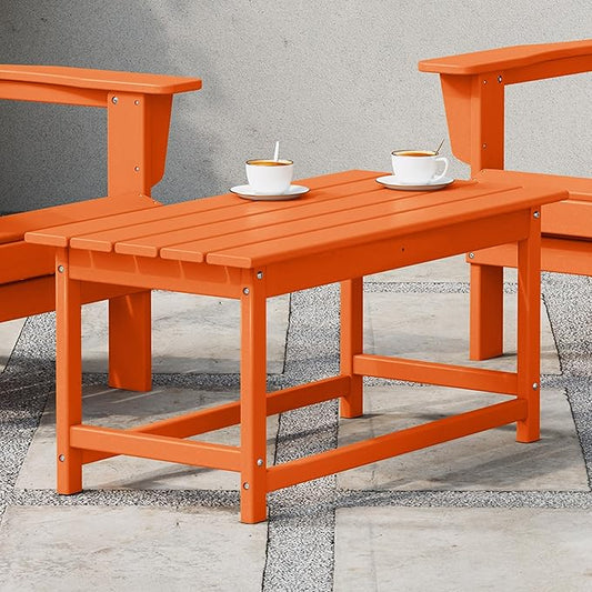 WestinTrends Malibu Outdoor Coffee Table, 35" x 17.5" All Weather Poly Lumber Patio Adirondack Coffee Table for Garden Lawn Porch Balcony, Orange