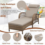 HOMEDIARY 3-Piece Outdoor Wicker Lounge Chair Set, Patio Chaise Loungers Set of 2 w/Side Table - Photo 5