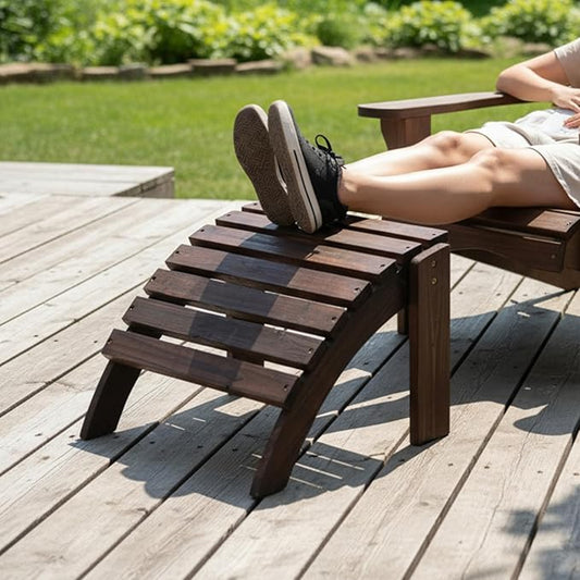 Shine Company Classic Wood Adirondack Chair Ottoman, Burnt Brown