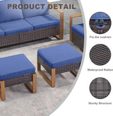 Rilyson Outdoor Ottoman Wicker Patio Footrest - 2 Piece Wicker Footrest Footstools Set with Sturdy Frame - Photo 3