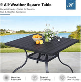 38" Square Patio Dining Table for 4, All-Weather Patio Table with Umbrella Hole - Photo 3
